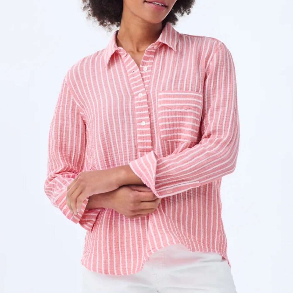 Alice Walk Striped Organic Cotton Cloud Top in Nantucket Red & White Stripe